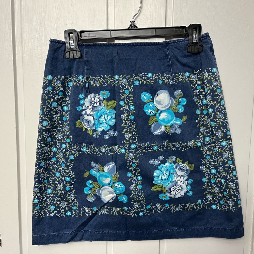 Liz Claiborne retro tablecloth fabric cotton skirt